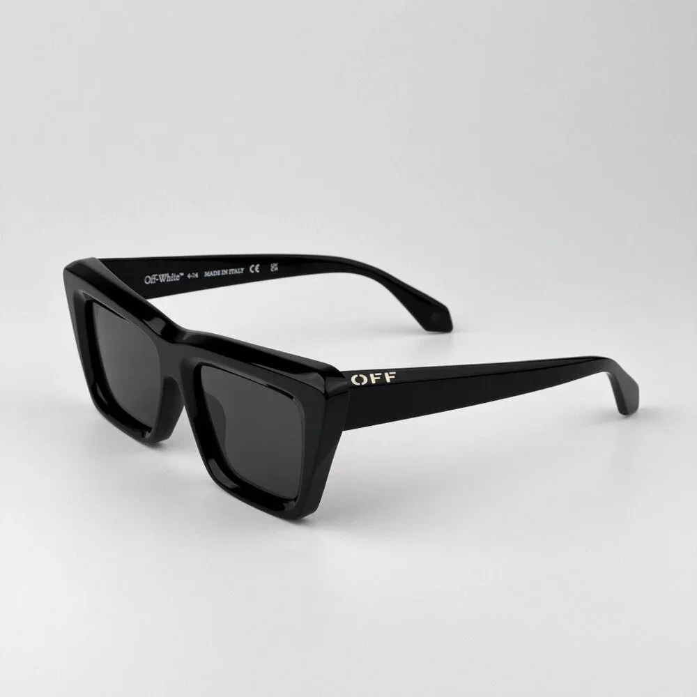 Off-White HAMPTON Men Sunglasses Black Cat Eye Frame Grey| Model OERI13L 1077